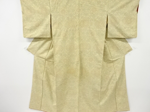 JAPANESE KIMONO / ANTIQUE KIMONO / SILK / TSUMUGI / WOVEN FLORAL CREST